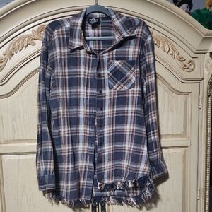 Angie Blue and Brown Checkered Top